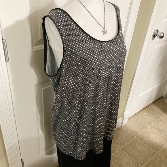 REITMANS Plus-size black grey white geometric print tank top XL 1X XXL 2X shirt - Picture 6 of 15